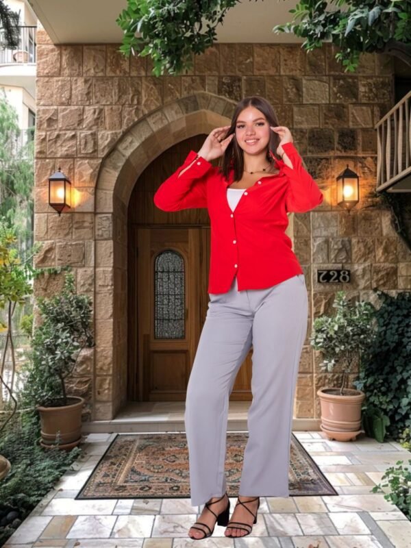 High Waist Wide Leg Classic Pant - Image 9