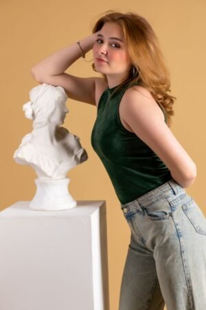 High Neck Sleeveless Velvet Top